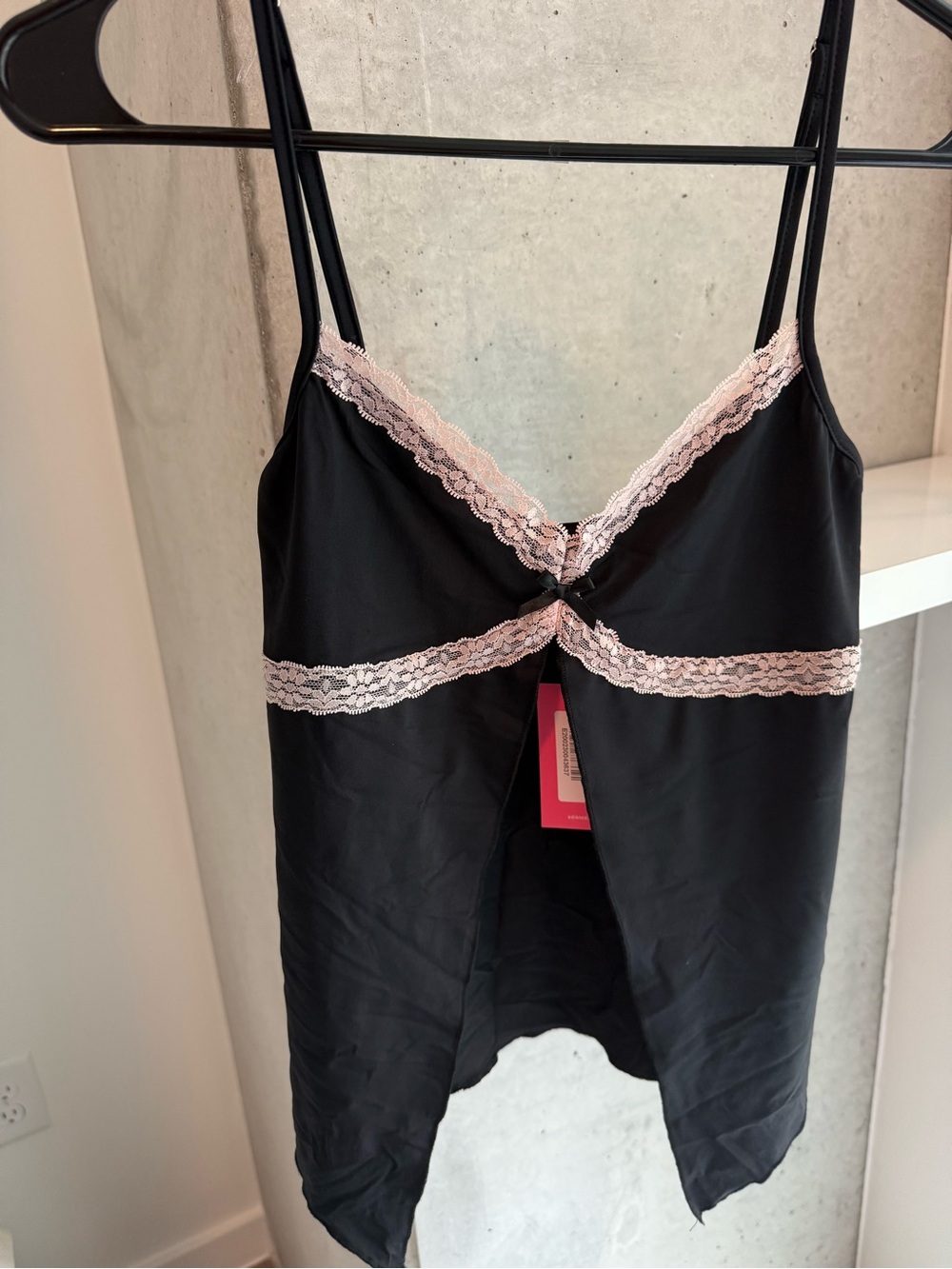 *NWT Black and Blush Lace-Trim Slip Top